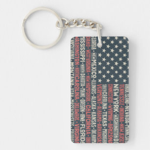 United States Of America  States & Capitals Key Ring