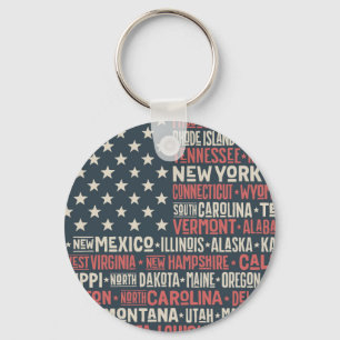 United States Of America  States & Capitals Key Ring