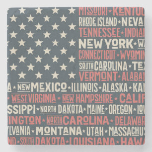 United States Of America States & Capitals Stone Coaster