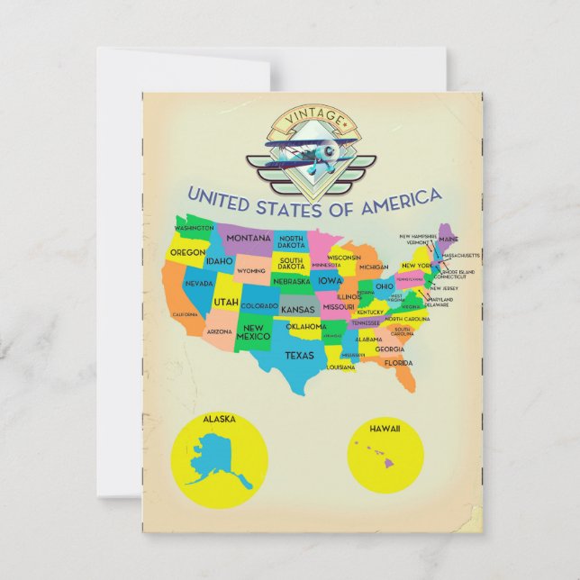 United States of America vintage style Map (Front)