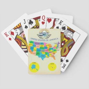United States of America vintage style Map Playing Cards