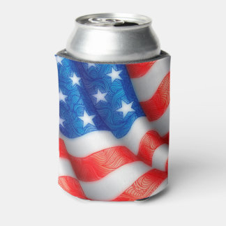 United States of America Wavy Flag Zen Doodle Art Can Cooler