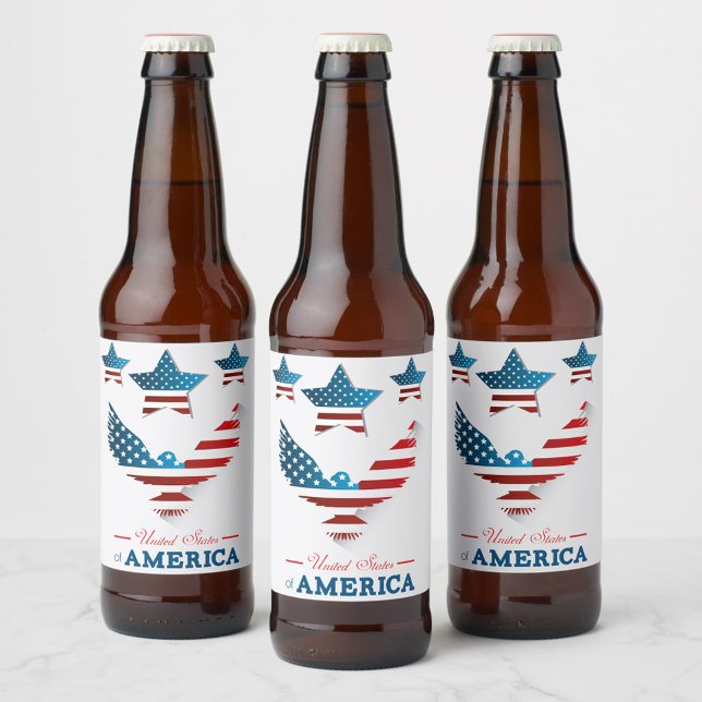 United States of America Wine Label (Red, White and Blue American Flag Symbol Celebrate our National Holidays Beer Labels!)
