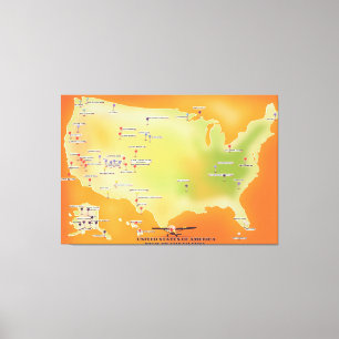 united states of american national parks map canvas print
