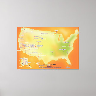 united states of american national parks map canvas print