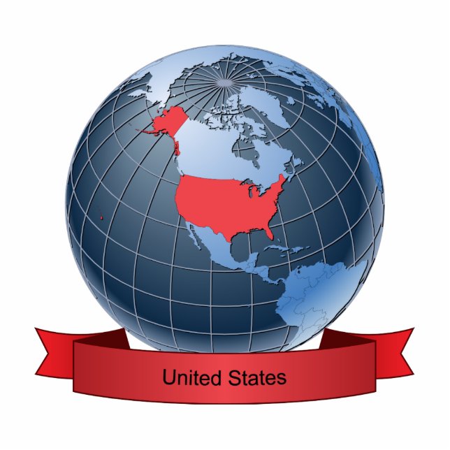 United States On The Globe Photo Sculpture Magnet (Front)