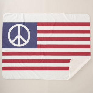 United States Peace Flag Sherpa Blanket