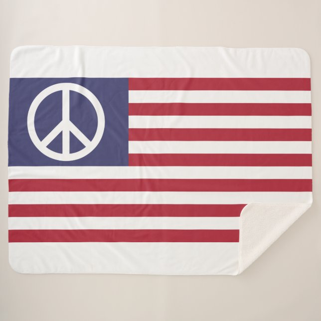 United States Peace Flag Sherpa Blanket (Front (Horizontal))