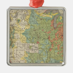 United States Population Density, 1890 Metal Tree Decoration