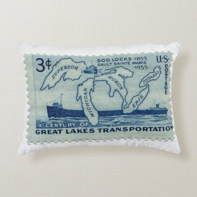 United States Postage Stamp Throw Pillow (Front)