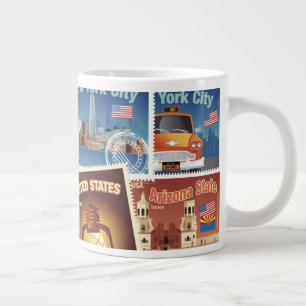 United States Postage Stamps Large Coffee Mug