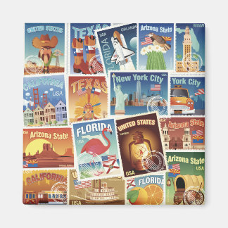 United States Postage Stamps Magnet