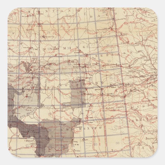 United States Progress Map of Routes and Stations Square Sticker (Front)