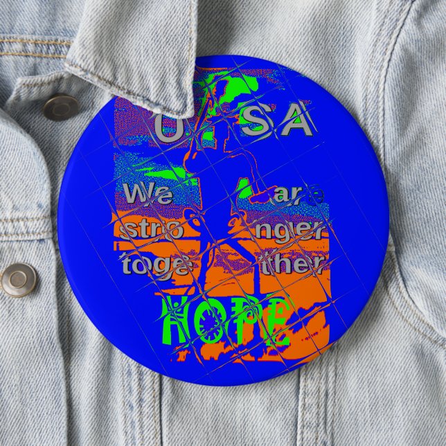 United States Psychedelic Hope: Blue Unity Art 6 Cm Round Badge (In Situ)