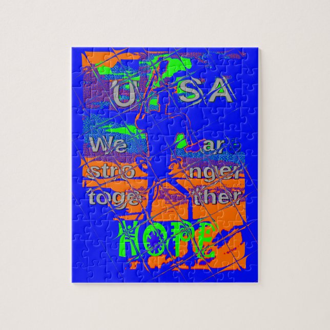 United States Psychedelic Hope: Blue Unity Art Jigsaw Puzzle (Vertical)