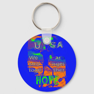 United States Psychedelic Hope: Blue Unity Art Key Ring