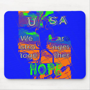 United States Psychedelic Hope: Blue Unity Art Mouse Mat