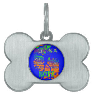 United States Psychedelic Hope: Blue Unity Art Pet ID Tag