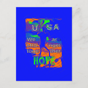 United States Psychedelic Hope: Blue Unity Art Postcard