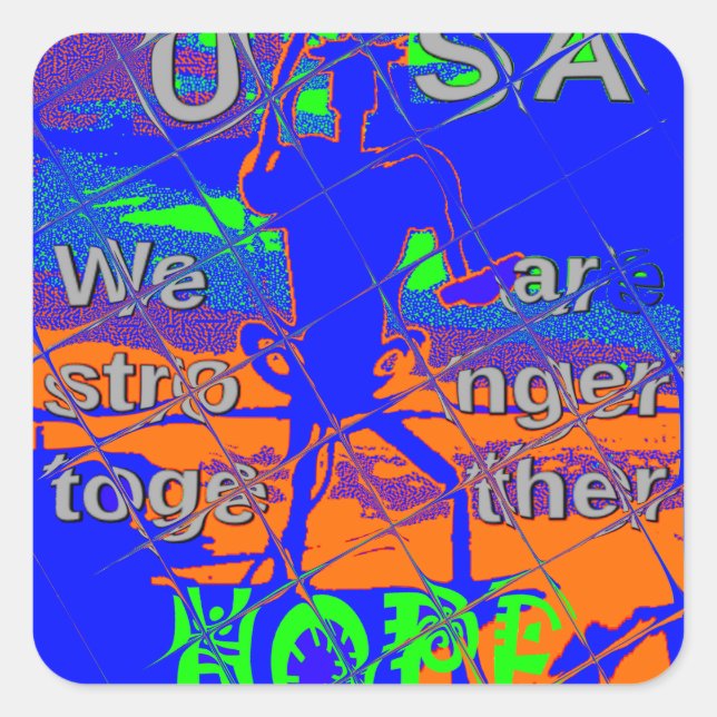 United States Psychedelic Hope: Blue Unity Art Square Sticker (Front)