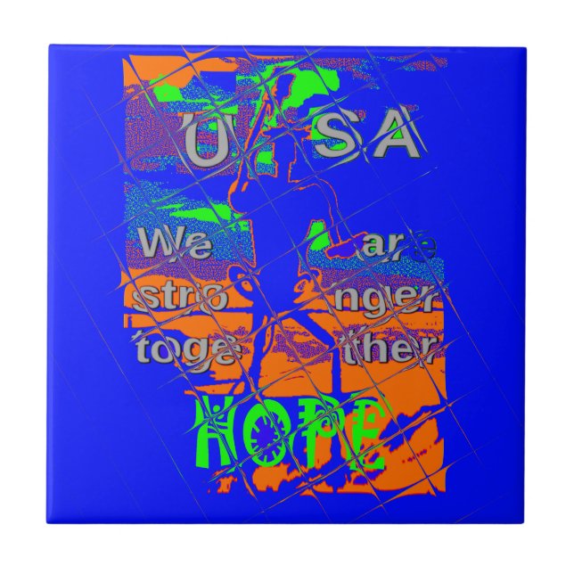 United States Psychedelic Hope: Blue Unity Art Tile (Front)