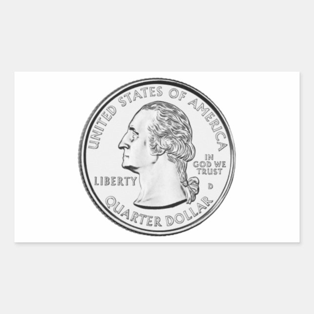 United States Quarter Coin Rectangular Sticker (Front)