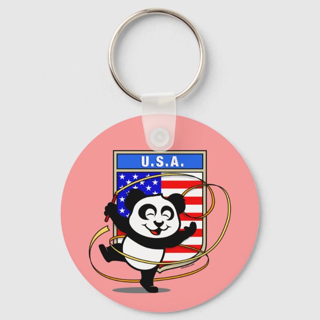 United States Rhythmic Gymnastics Panda Key Ring (Front)