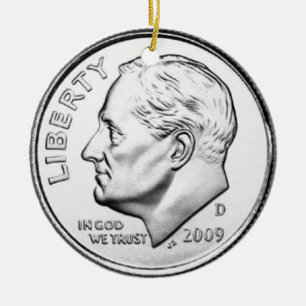 United States Roosevelt Dime Ceramic Tree Decoration
