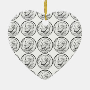 United States Roosevelt Dime Ceramic Tree Decoration