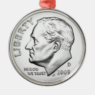 United States Roosevelt Dime Metal Tree Decoration