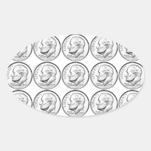 United States Roosevelt Dime Oval Sticker