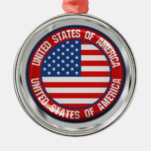 United States Round Emblem Metal Tree Decoration