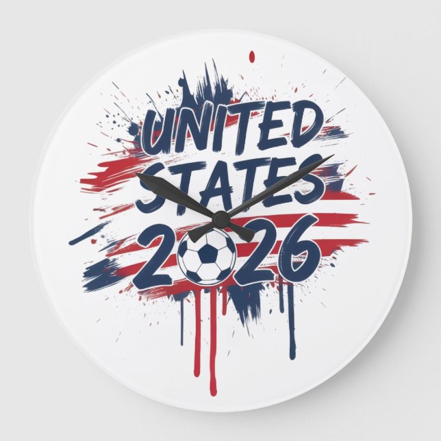 United States Soccer 2026 World Cup Fan Graphic  Large Clock (Front)