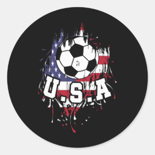 United States Soccer American Footbyll Usa Futbol Classic Round Sticker