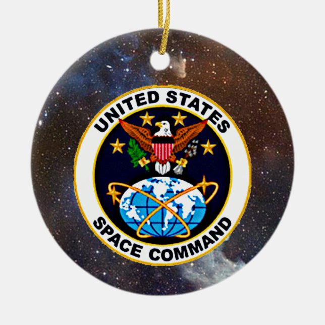 UNITED STATES SPACE COMMAND CERAMIC TREE DECORATION (Front)