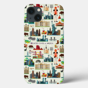 United States Symbols Pattern iPhone 13 Case