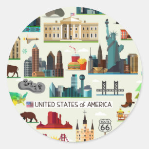 United States Symbols Pattern Classic Round Sticker