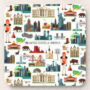 United States Symbols Pattern Coaster