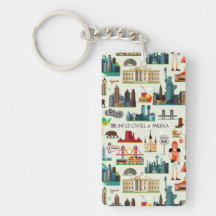 United States Symbols Pattern Key Ring