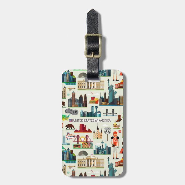 United States Symbols Pattern Luggage Tag (Front Vertical)