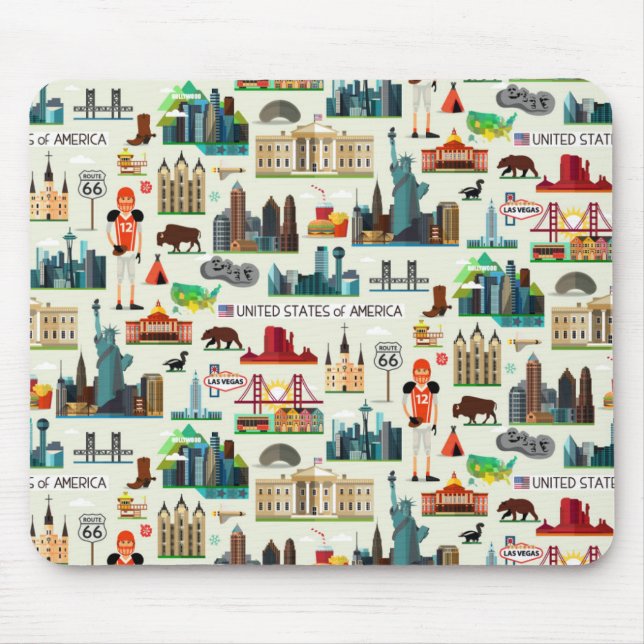 United States Symbols Pattern Mouse Mat (Front)