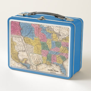 United States Texas Mexico and Guatimala Metal Lunch Box