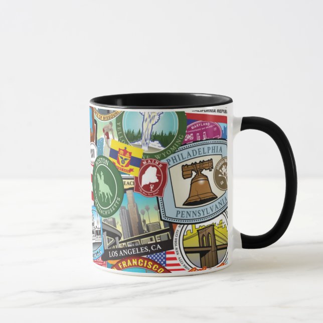 United States Travel Sticker Pattern Mug (Right)