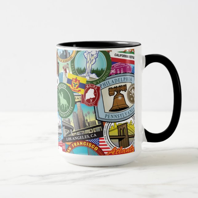 United States Travel Sticker Pattern Mug (Right)