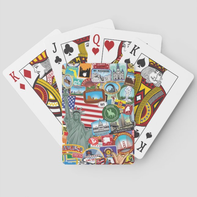 United States Travel Sticker Pattern Playing Cards (Back)