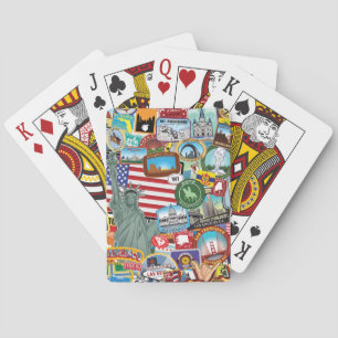 United States Travel Sticker Pattern Playing Cards