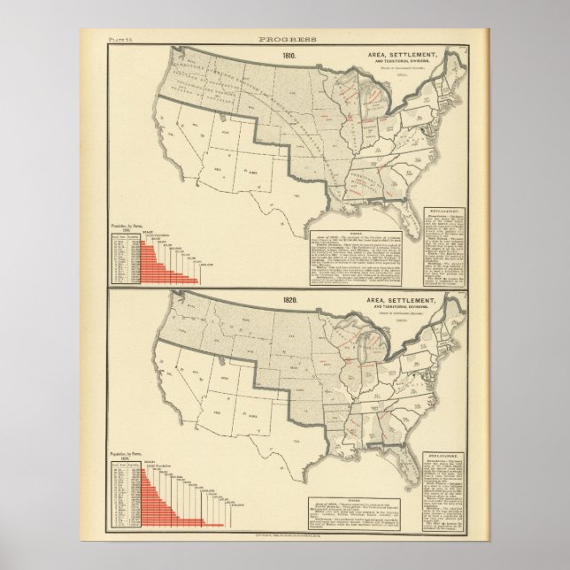 United States Two color lithographed maps Poster (Front)