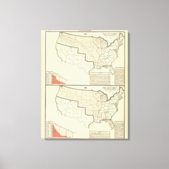 United States Two colour lithographed maps Canvas Print (Front)