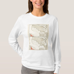 United States Two colour lithographed maps T-Shirt