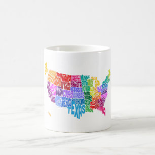 United States Typography Text Map Coffee Mug